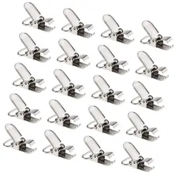 20Pcs/Lot Metal Baby Pacifier Suspender Clips Webbing Dummy Strap Holder Craft Hooks Craft Sewing Tool 28x10mm Silver