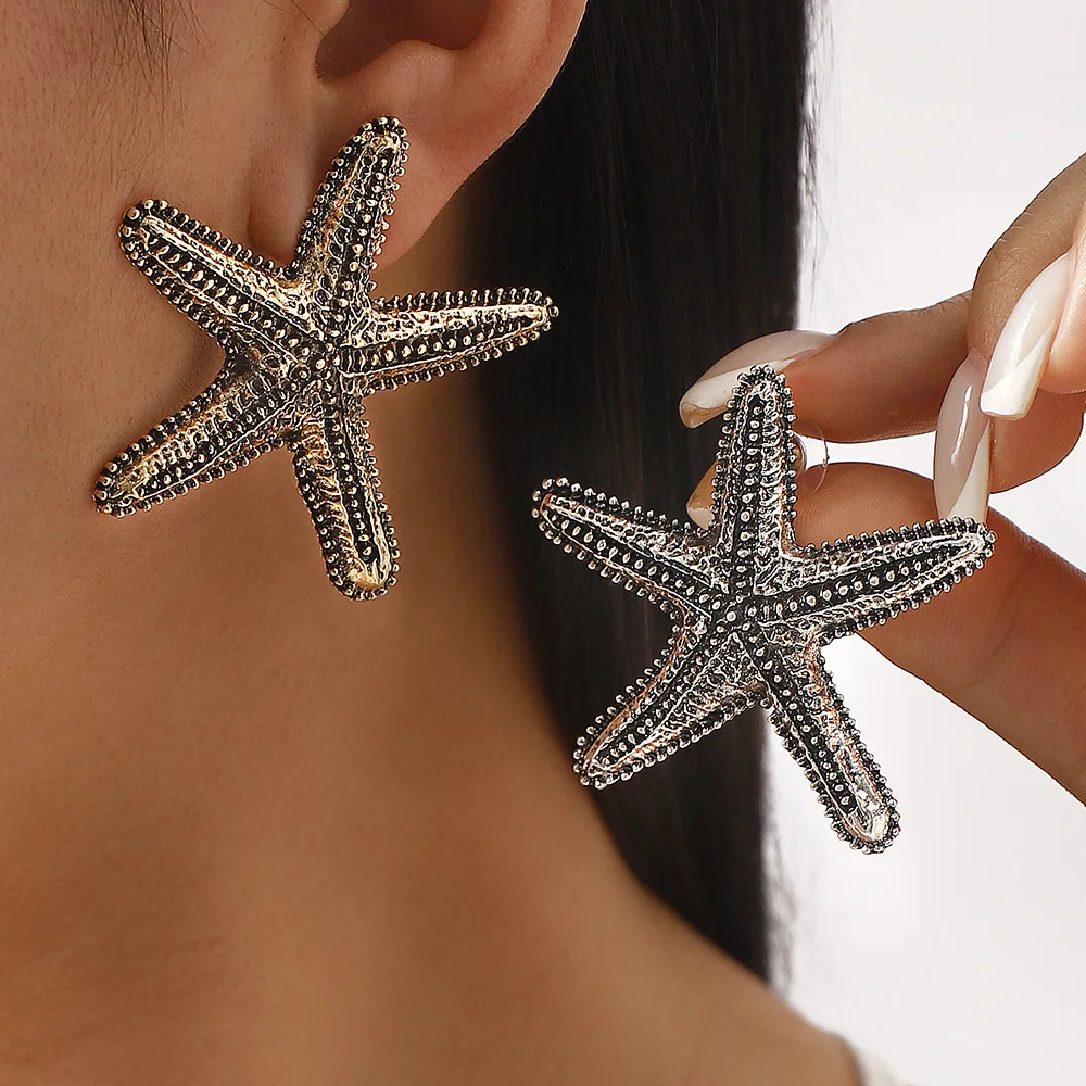 ZAA Boho Metal Big Starfish Star Pendant Necklaces for Women Punk Red Chunky Rope Chain Necklace Statement Party Ocean Jewelry - Image 3