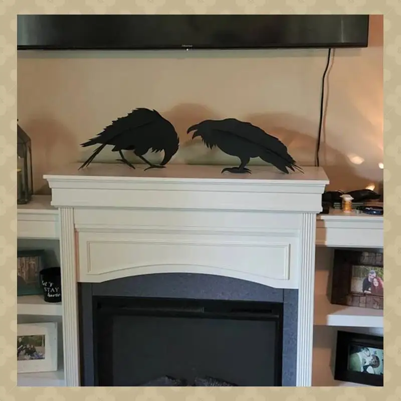 

ABST 2 Pcs Crow Garden Sculpture Crow Outdoor Garden Decoration Crow 3D Garden Sculpture Ornament