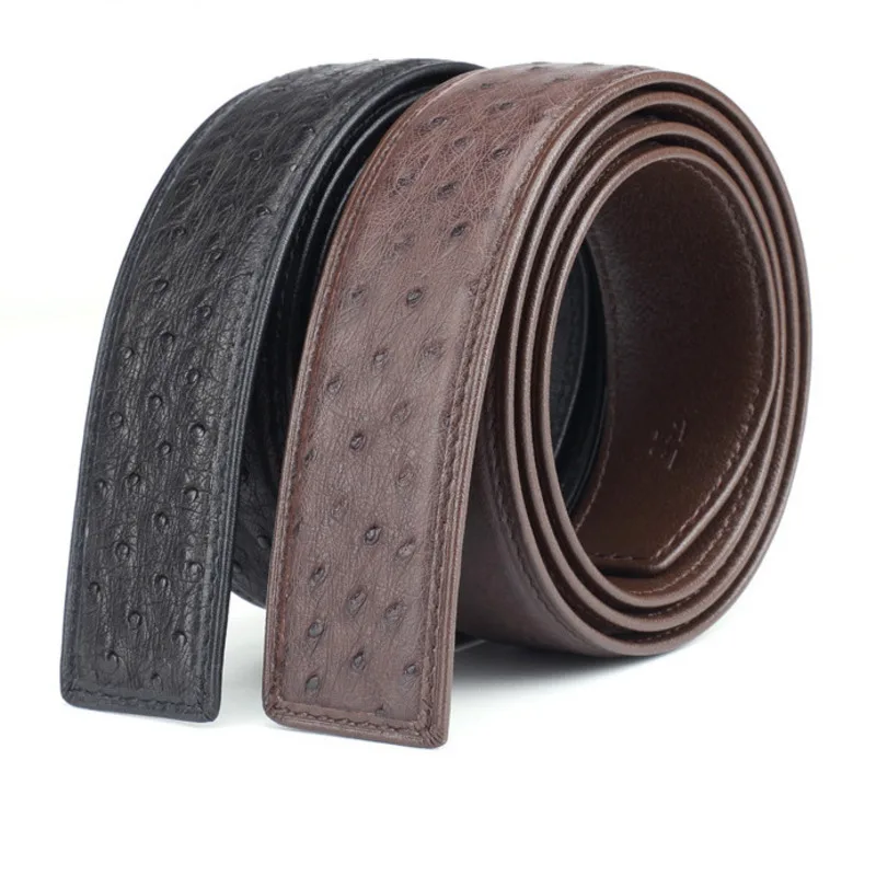 

New American Fashion Ostrich Men's Versatile Casual Smooth Buckle Design Ostrich Genuine Leather Men Cummerbunds Designer Belts