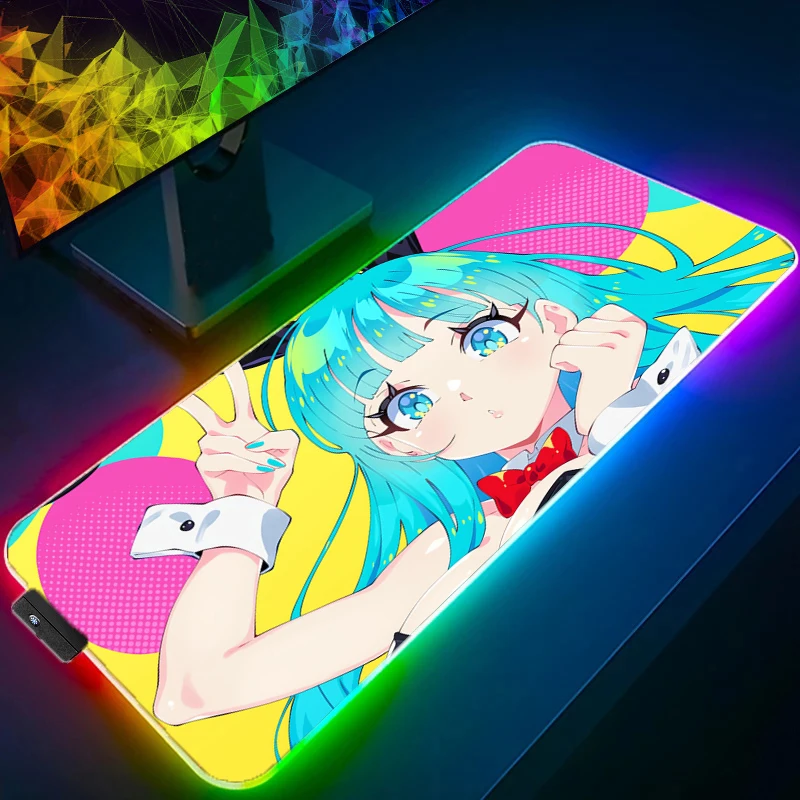

Dragon Ball Bulma RGB Mouse Pad Game Rubber Backlight Pc Keyboard Laptop Computer Speed LED Desk Mat Gaming Acessories Mousepad
