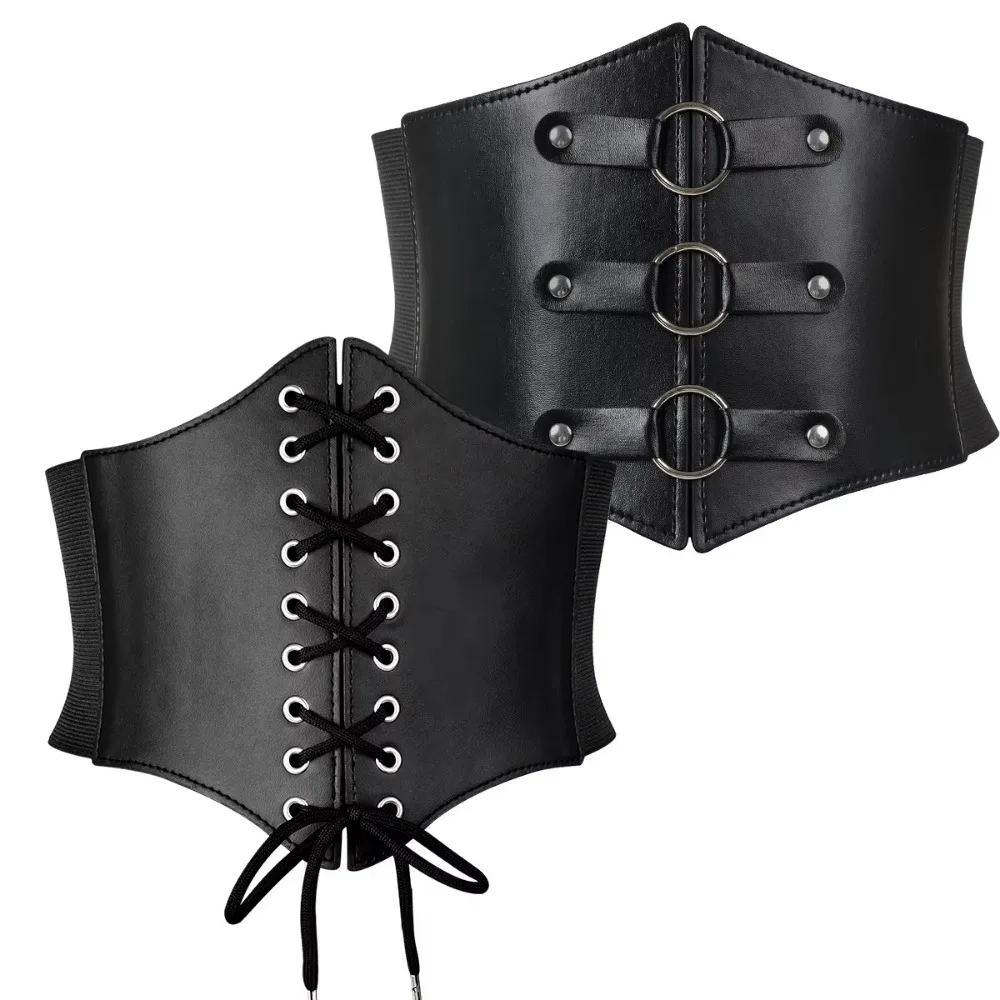 Versatile Super Wide Corset Belt Bandage Elastic High Waist Pu Leather Girdle Bustier Corset Women