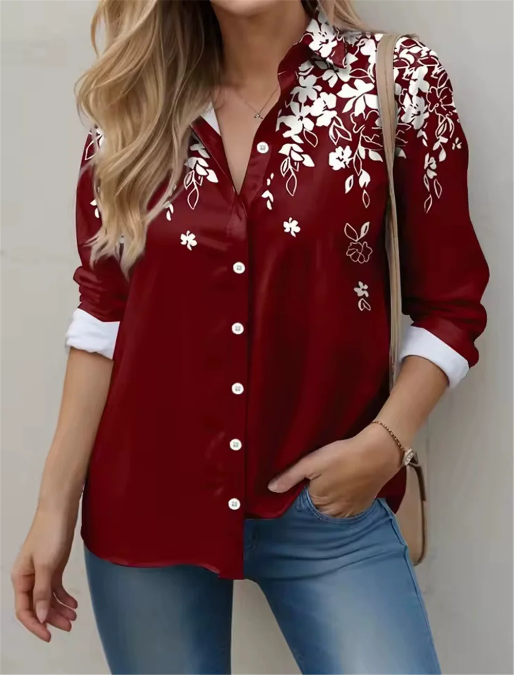 Fashion Floral Pattern Women Long Sleeve Shirts Autumn New Flower 3D Printed Street Ladies Blouse All Season  Casual Shirt
