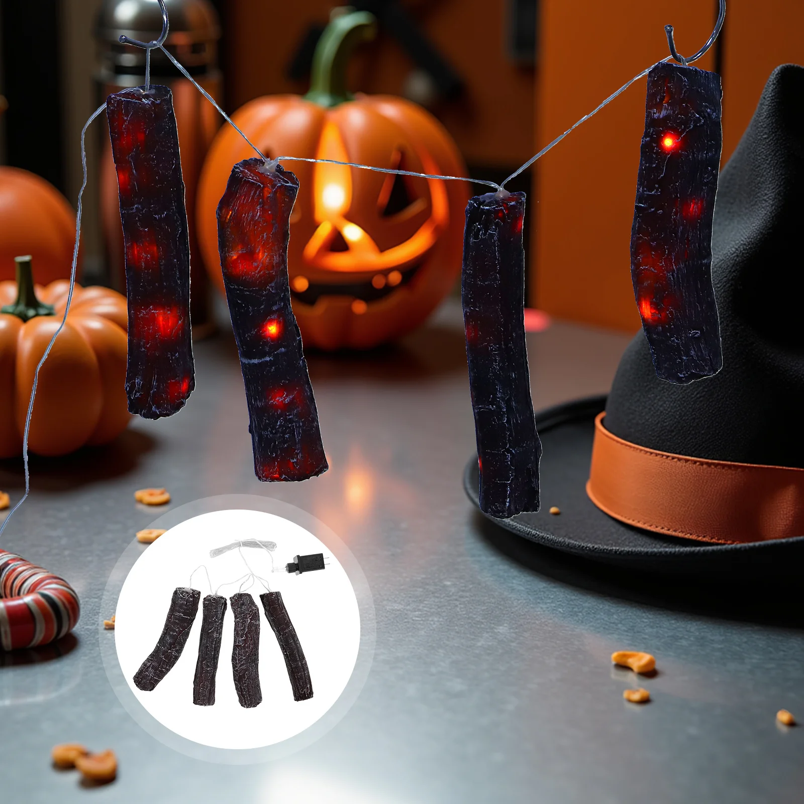 

Fake Burning Charcoal String Light 3D Simulated Fireplace Flame Lamp Led Night Light For Halloween Xmas Decor Flickering Flame