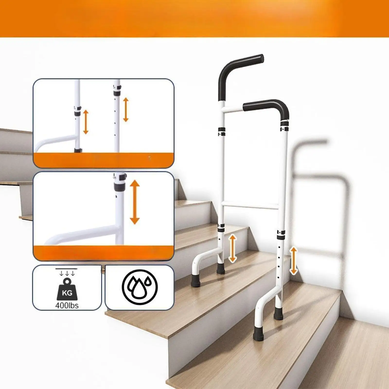 

Stair Climbing Assist Cane Non Slip Adjustable Height for Both Walk up and Down Stairs Stability Portable Adjustable Stair Cane