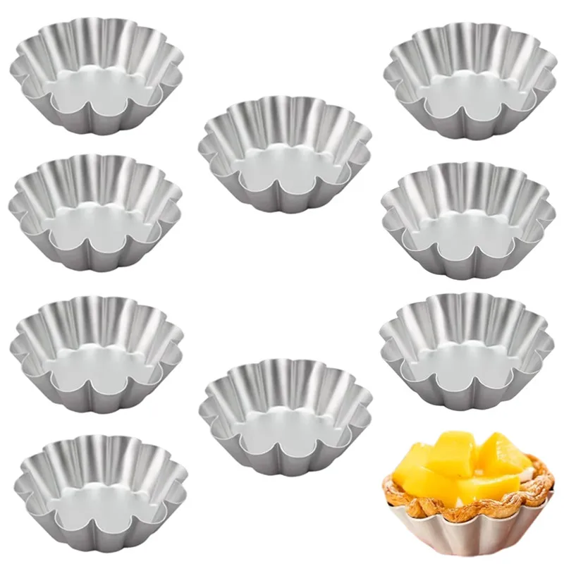 Molde antiadherente para tartas, quiches, flanes, pasteles, pizzas, cupcakes, tartaletas de huevo, moldes para hornear, moldes para muffins, bandeja para pizza, utensilios de repostería (5/10 piezas)
