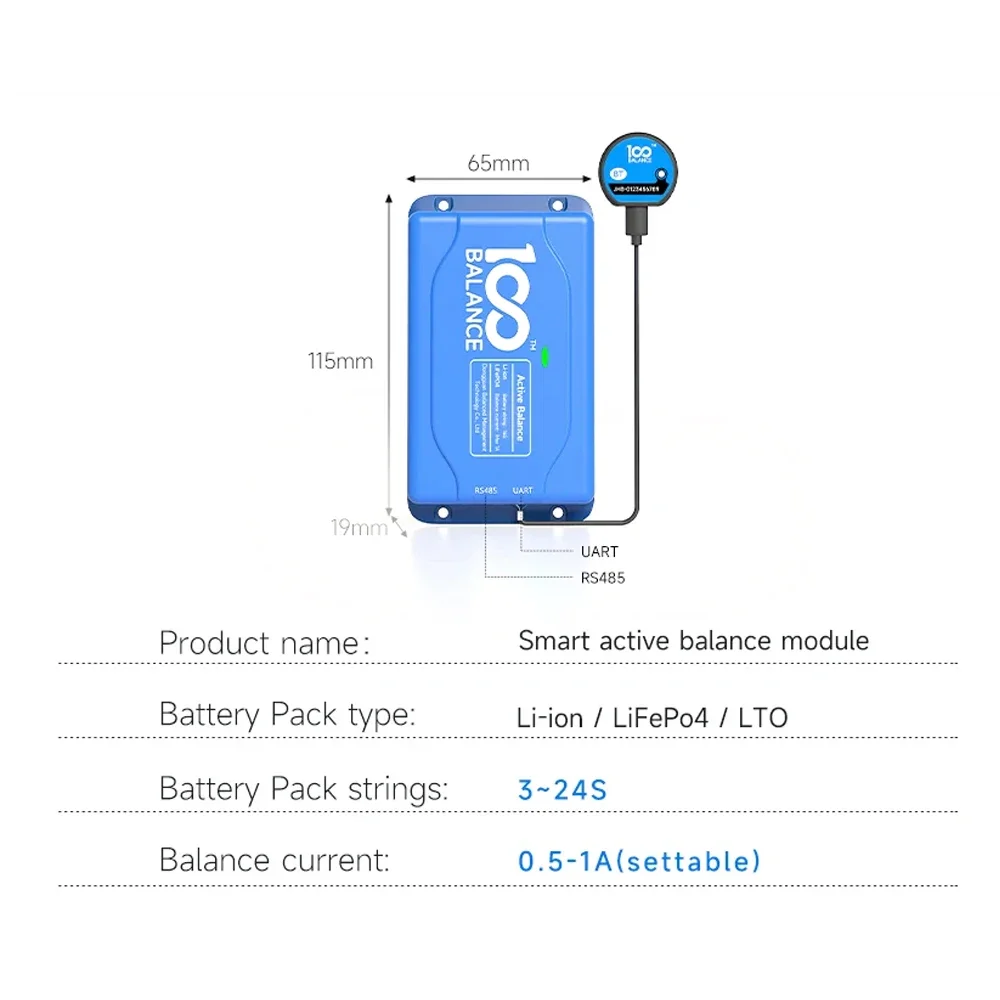 1A/5A Lithium Battery Active Equalizer Energy Transfer Board Li-ion LiFePo4 LTO Balancer 3S-24S UART RS485 BT 10MV