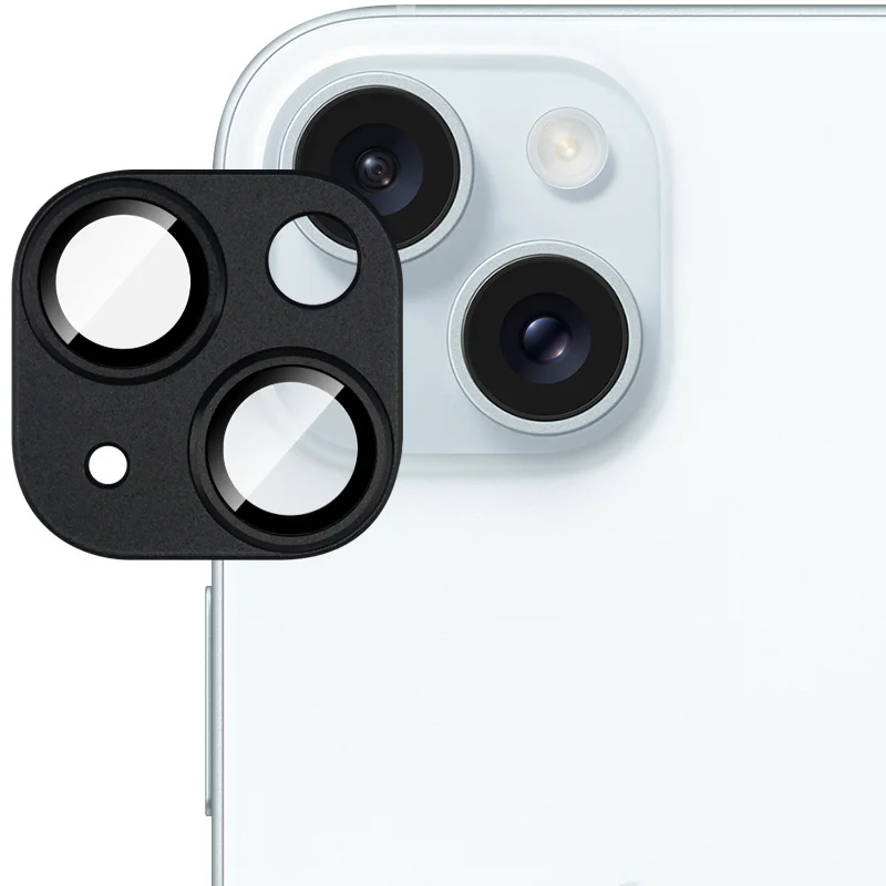 

IMAK для iPhone 15/15 Plus Защитная пленка для объектива камеры, устойчивая к царапинам металлическая + пленка для объектива из закаленного стекла - черная
