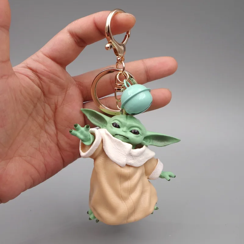 LLavero de figura de Yoda para bebé de 6,8 cm, llavero de coche mandaloriano de Anime Kawaii, adornos, colgante para mochila escolar, juguete, regalo de cumpleaños para niños