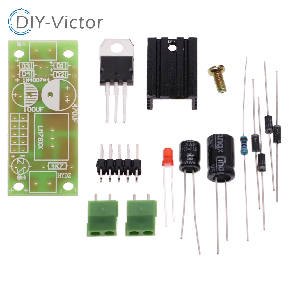 DIY KIT LM7805 L7805 DC/AC Three Terminal Voltage Regulator Power Supply Module 5V 6V 9V 12V Output Max 1.2A