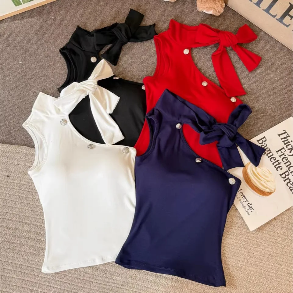 

Pure Desire Sle Women's Slim Fit ort Vest with oulder Baring Neline And Chest Pad Faionable Casual Cotton Top