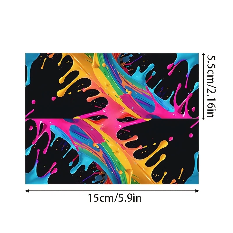1Set Black Background Rainbow Liquid Drop Graffiti Print Vinyl Sticker,Waterproof Decal for MTB Road Bike Crank Arm,Holiday Gift