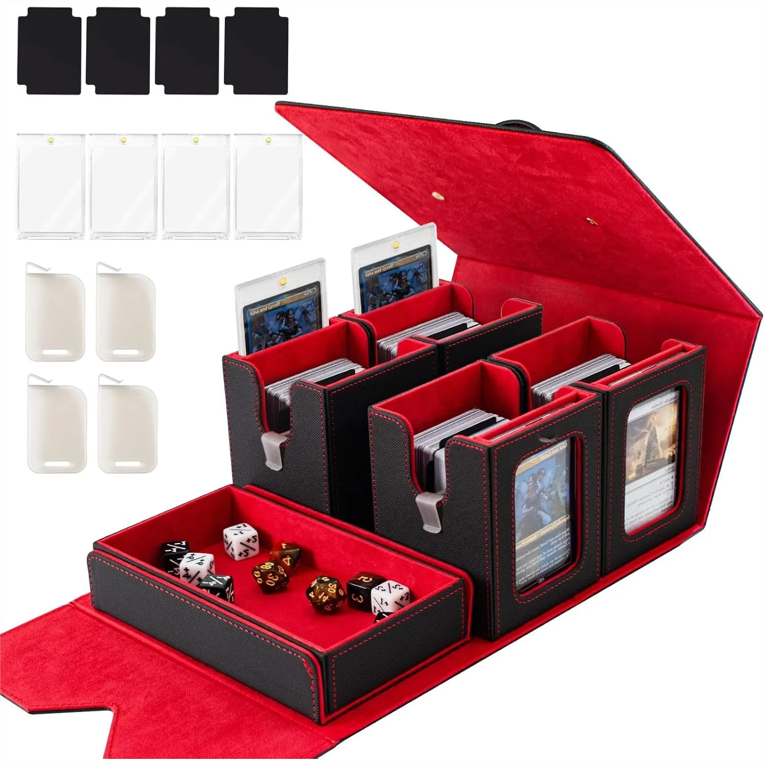 

Trading Card Storage Box, Deck Box for MTG with Dice Tray, Waterproof Card Case for Commander