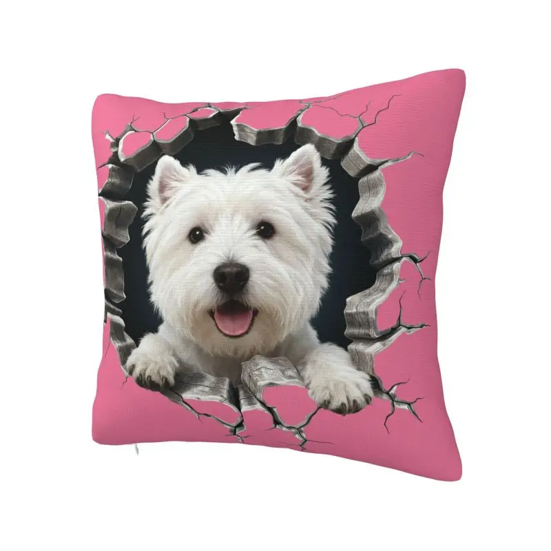 West Highland White Terrier Cushion Cover 66x66cm Polyester Westie Dog Throw Pillow Case for Car Square Pillowcase Living Room