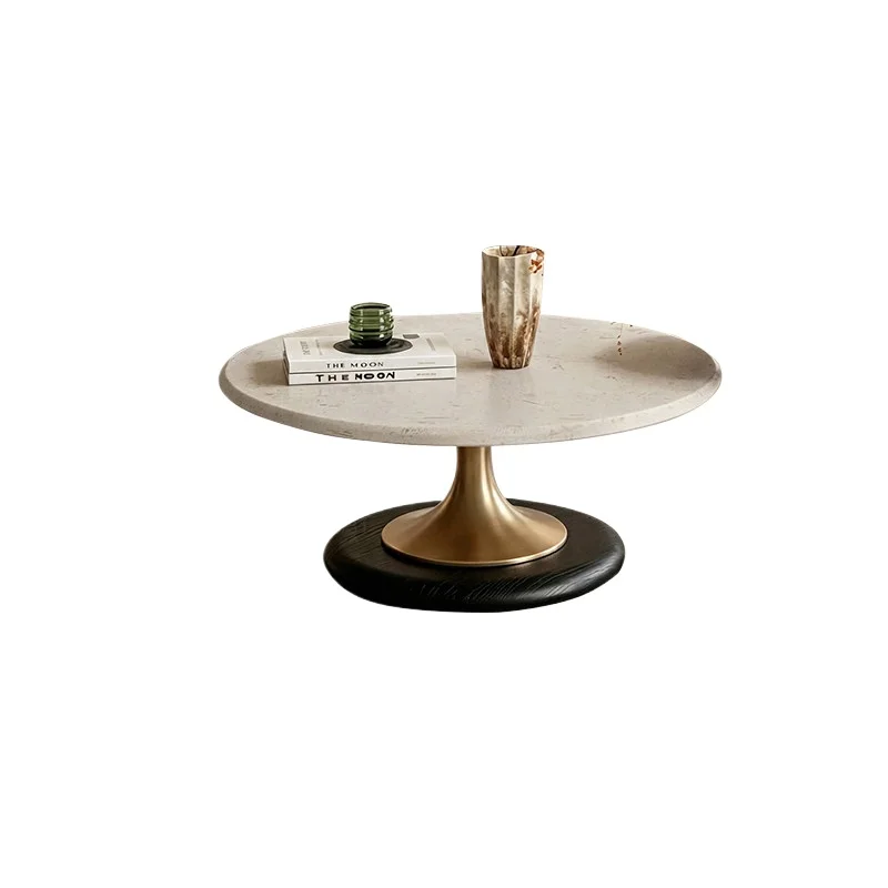 CX natural luxury stone round coffee table large flat light luxury marble combination coffee table