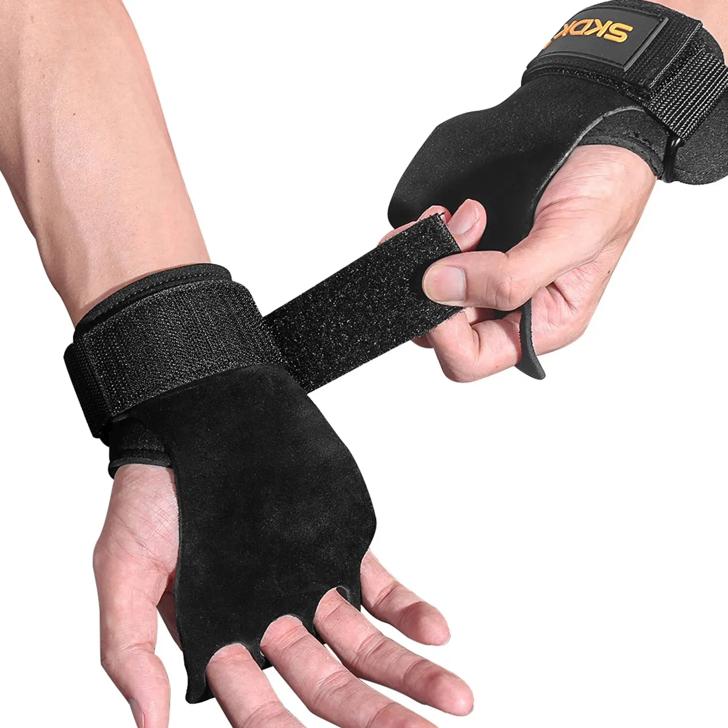 Protectores palma piel vaca antideslizantes para deadlift tres dedos - imagen 4
