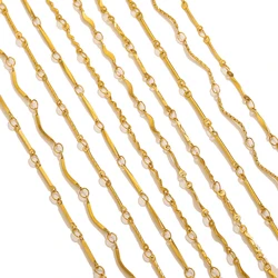 2Meters Stainless Steel Stick Thin Chains for Jewelry Making Wavy Wire Connection DIY Necklace Bracelet Jewelry Gold Body Chain