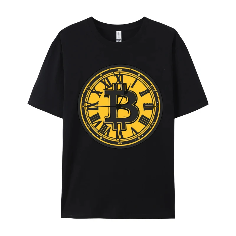 Bitcoin Clock T Shirt Classic T-shirts Summer/Autumn Hip Hop Slim Fit 100% Cotton Round Neck Men T Shirt Luxury Designer