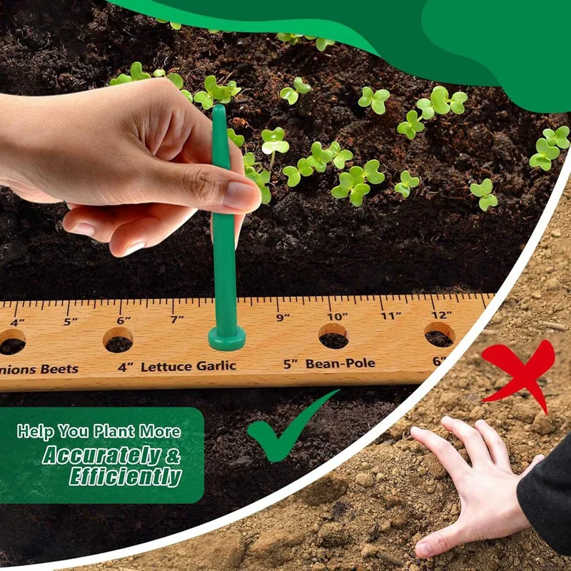 30 Inch Foldable Seed Planting Ruler Plant Ruler With Holes, Portable Garden Ruler With Plant Dibber Seedling