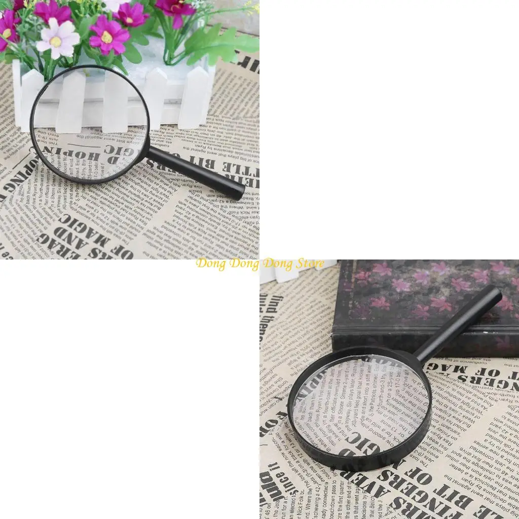 

5X 90mm Handheld Magnifier High Definition for Jewelers Photographers Hobbyists Book Newspaper Maps fine Print Durable