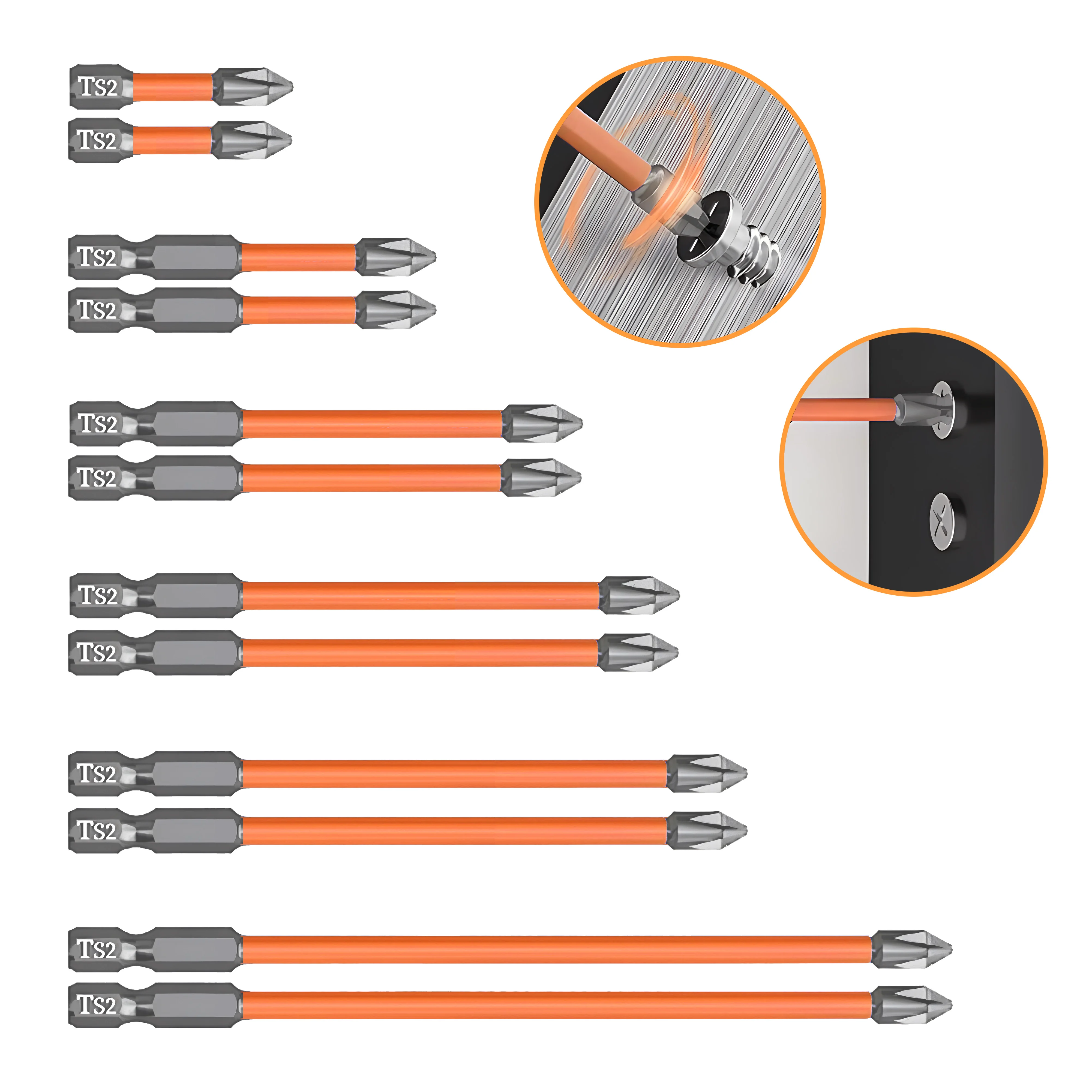 LIXIU 2pcs Non-slip PH2 Magnetic Screwdriver Bit Set Phillips Screwdriver Screw Driver Set Hand Tools 25/50/65/70/90/150mm