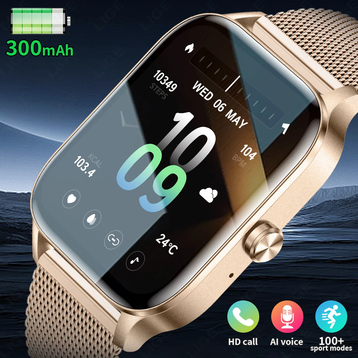 

LIGE модные умные часы женские 1,85-дюймовый HD-экран на заказ часы лицо женский монитор здоровья часы Bluetooth вызов спортивные умные часы