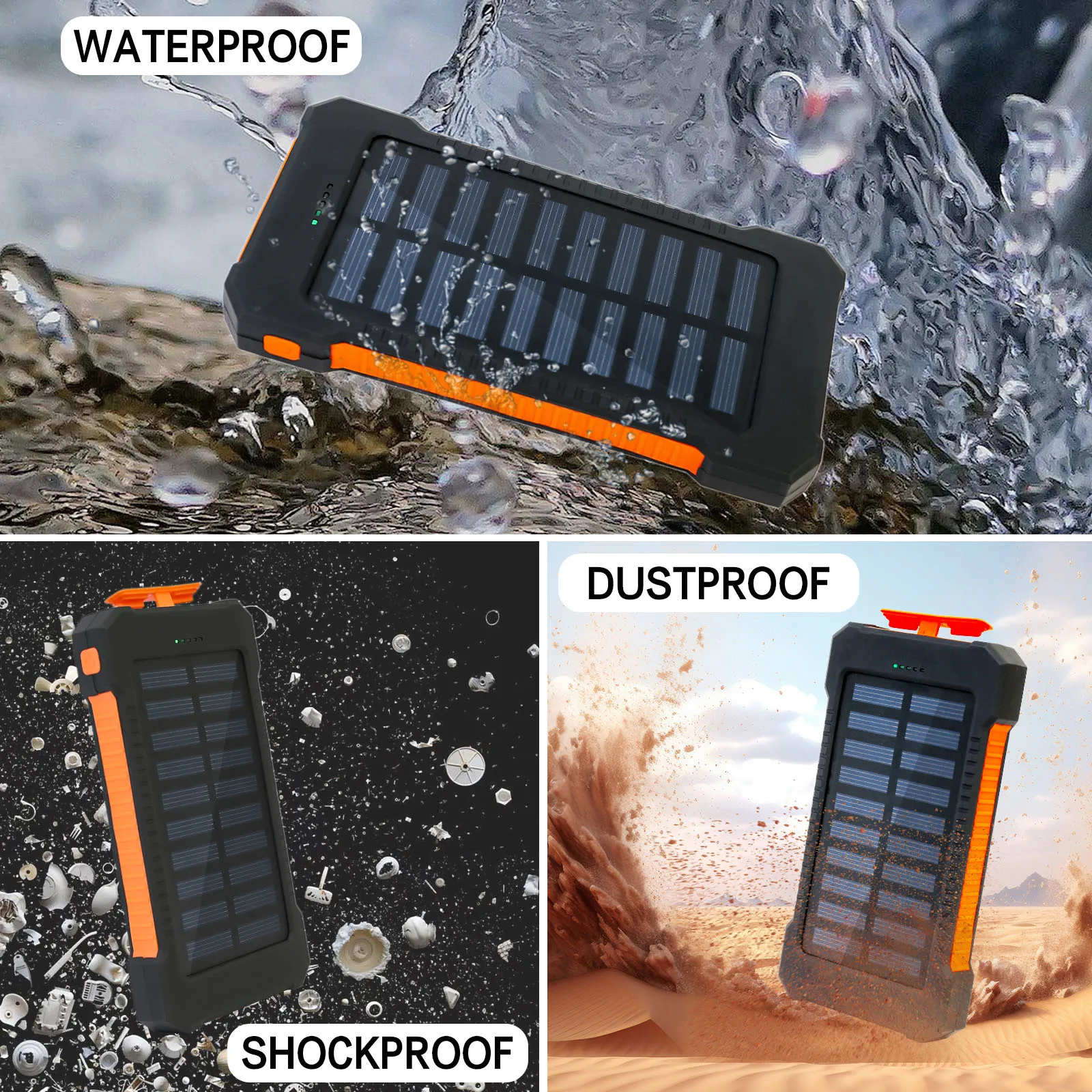 26800 mAh Solar Power Bank Wasserdicht Typ C Schnelle Lade Taschenlampe Saugnapf Halterung Solar Ladegerät Für iPhone Android Telefone