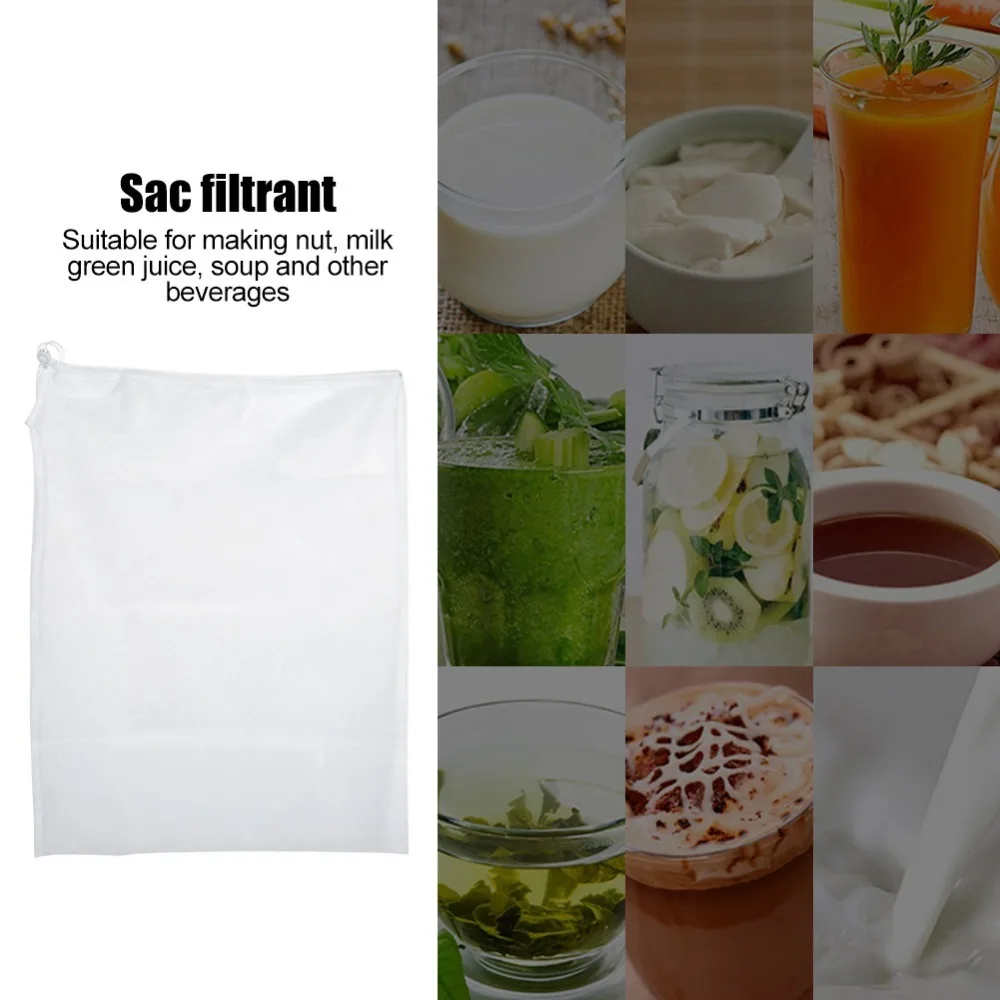5PCS Fine Fiber Reusable Mesh Bag 15.75in × 23.62in Drawstring Closure Nut Milk Bag Vegetable Mesh Bag Home Brewing