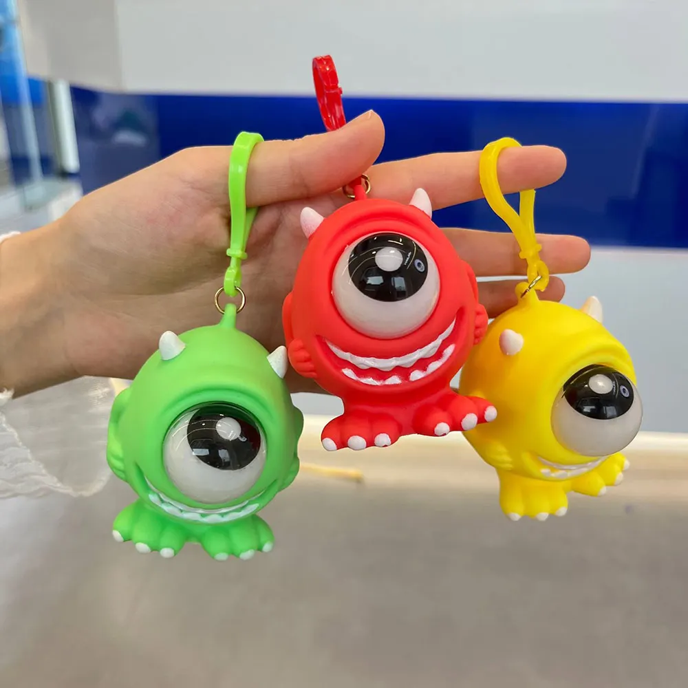 High Quality Big Eyeball Squeeze Toy Plastics Red/orange/yellow Bouncing Worm Toys Relieve Stress Anime Figures Keychains Gift