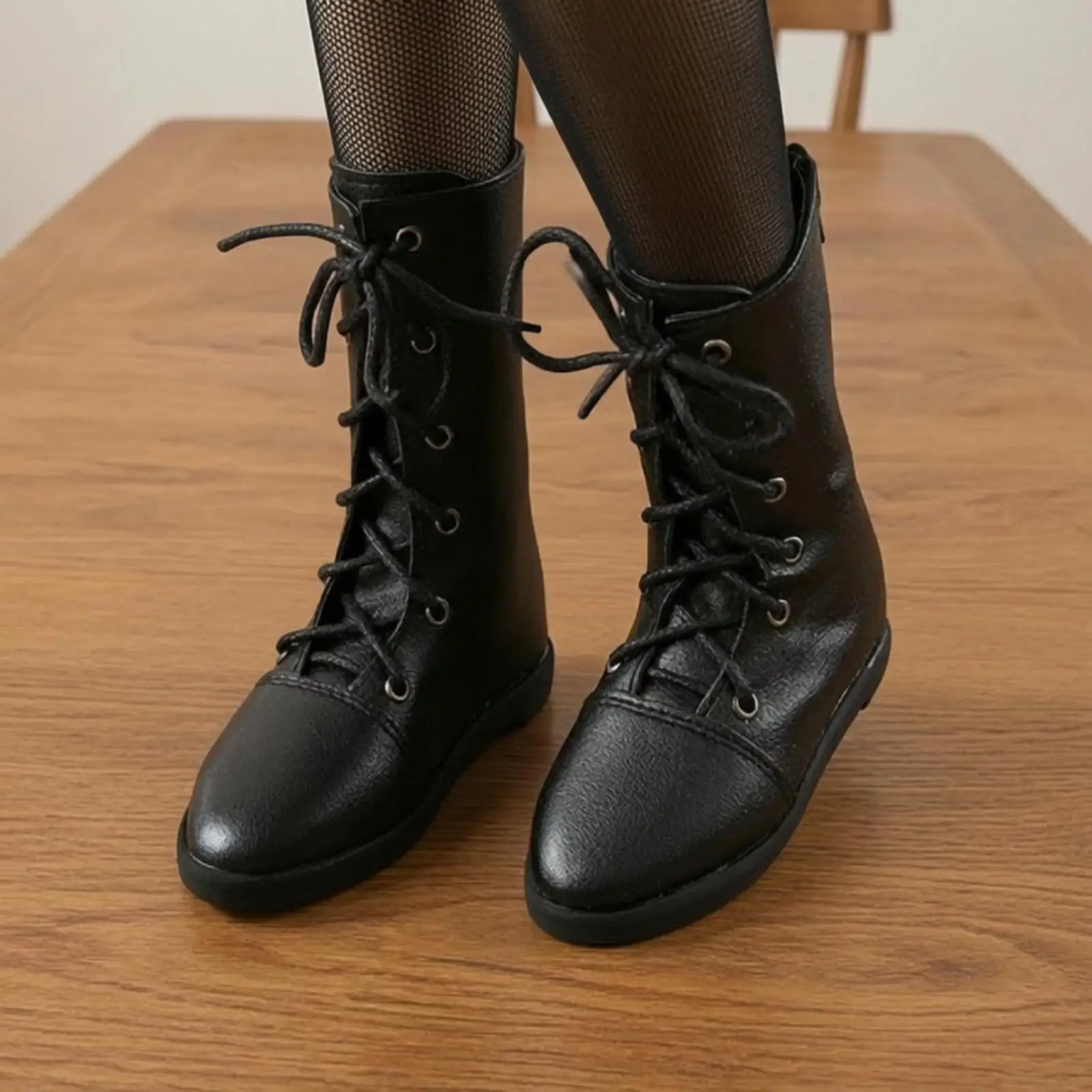BJD Doll Boots Handmade Polyurethane Footwear Tall Shaft Lace Up Style for Compatible Articulated Dolls