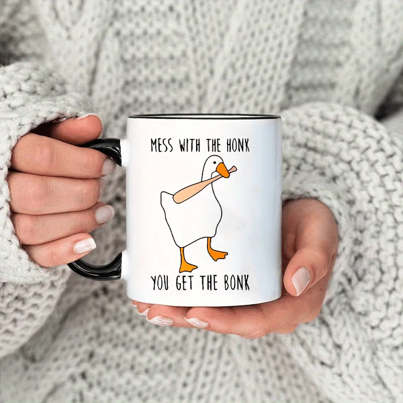 1 fun goose ceramic coffee mug - vivid, colorful and humorous design - perfect for summer and winter drinks, birthday and holida