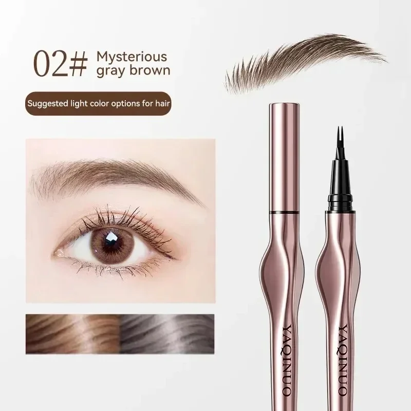 EOEKKY 2 Point Eyebrow Pencil Korean Eye Makeup 2 Colors Dark Brown Eyebrow Tattoo Liquid Long Waterproof Easy Grip Brow Pen