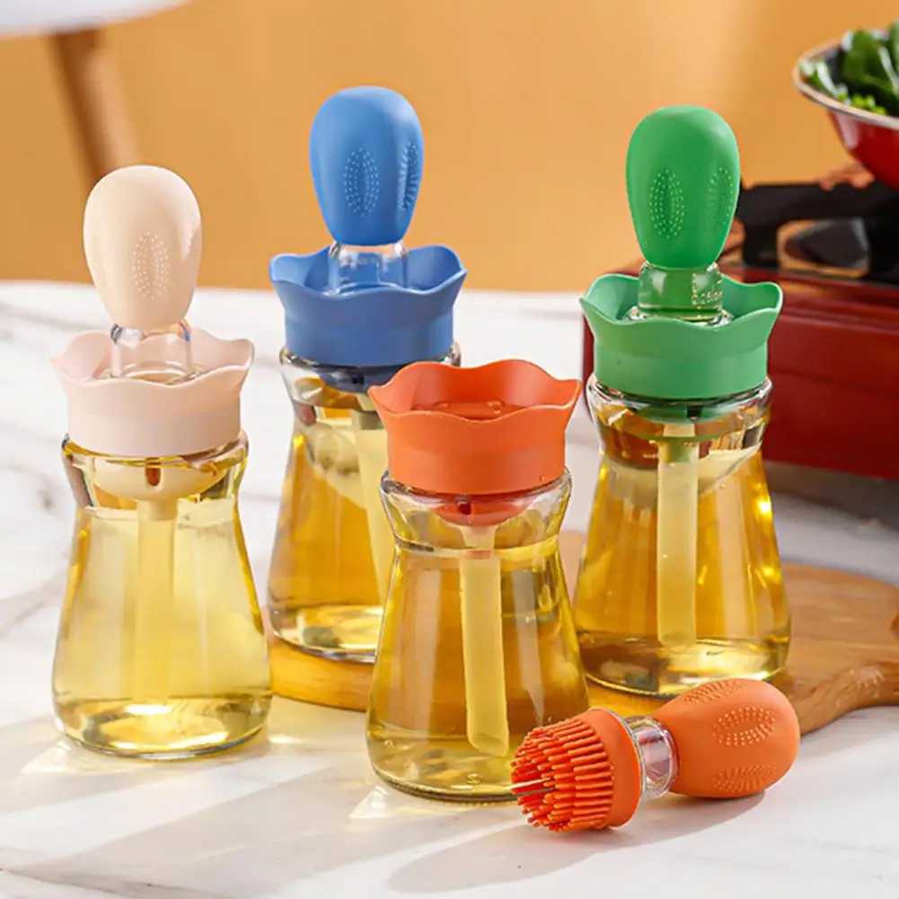 Oil Spray Bottle With Silicone Brush 2 In 1 Dropper Measuring Oil Dispenser Bottle For Kitchen Baking BBQ Grill Pastry Brushes