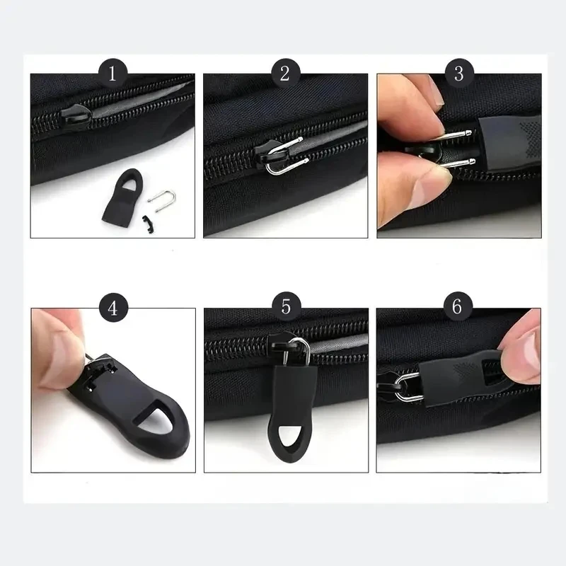 10pcs Replacement Zipper Head Tool-free Removable Zipper Puller for Luggage Schoolbag End Fit Rope Tag Clothing Zip Fixer Broken