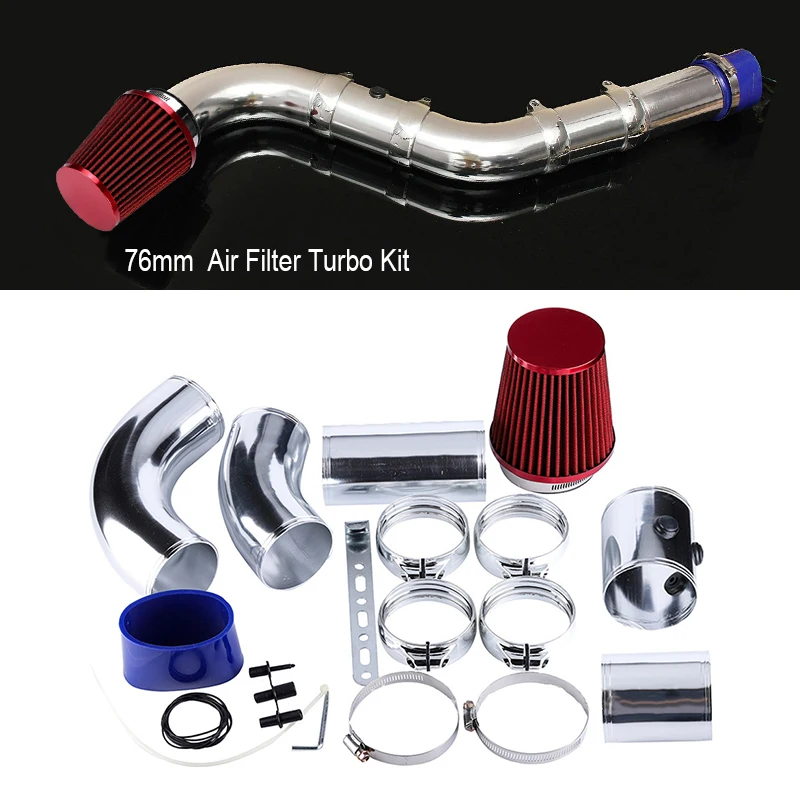 

Universal Car 76MM Cold Air Intake System 3inch Aluminium Tube Intake Pipe Modification Kit Turbo Direct Cold Air Filter System