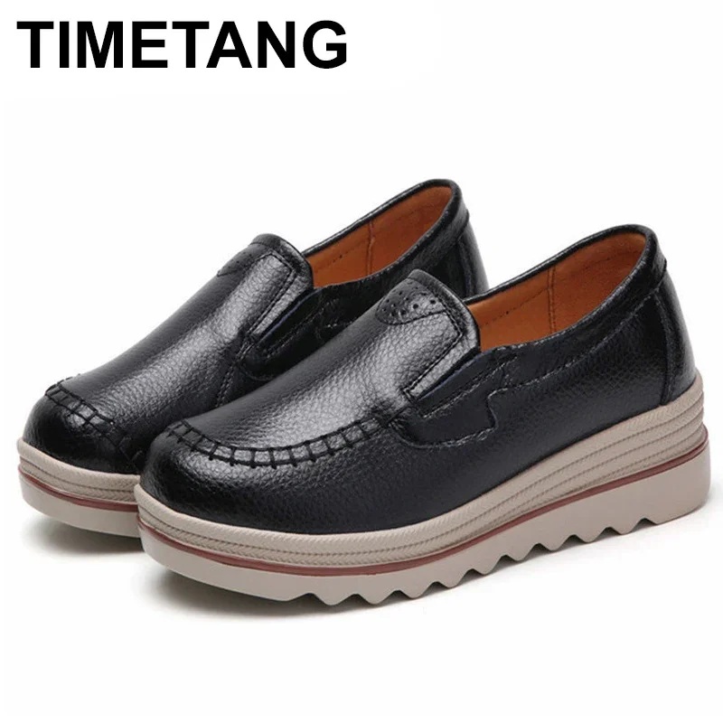 TIMETANG autunno donna scarpe basse piattaforma Sneakers mocassini scarpe Casual donna Creepers stringate appartamenti vera pelle donna