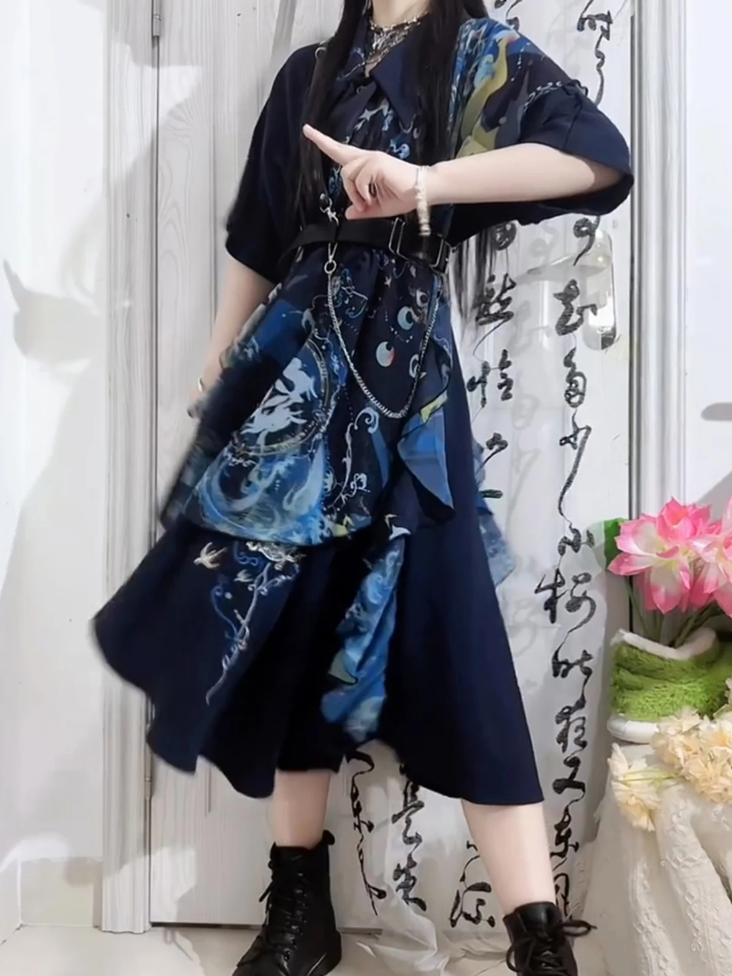 

loween New Chinese Sle Embroidered Hanfu Dr Women's National Sle awl irt Dr Summer Blue Dunhuang
