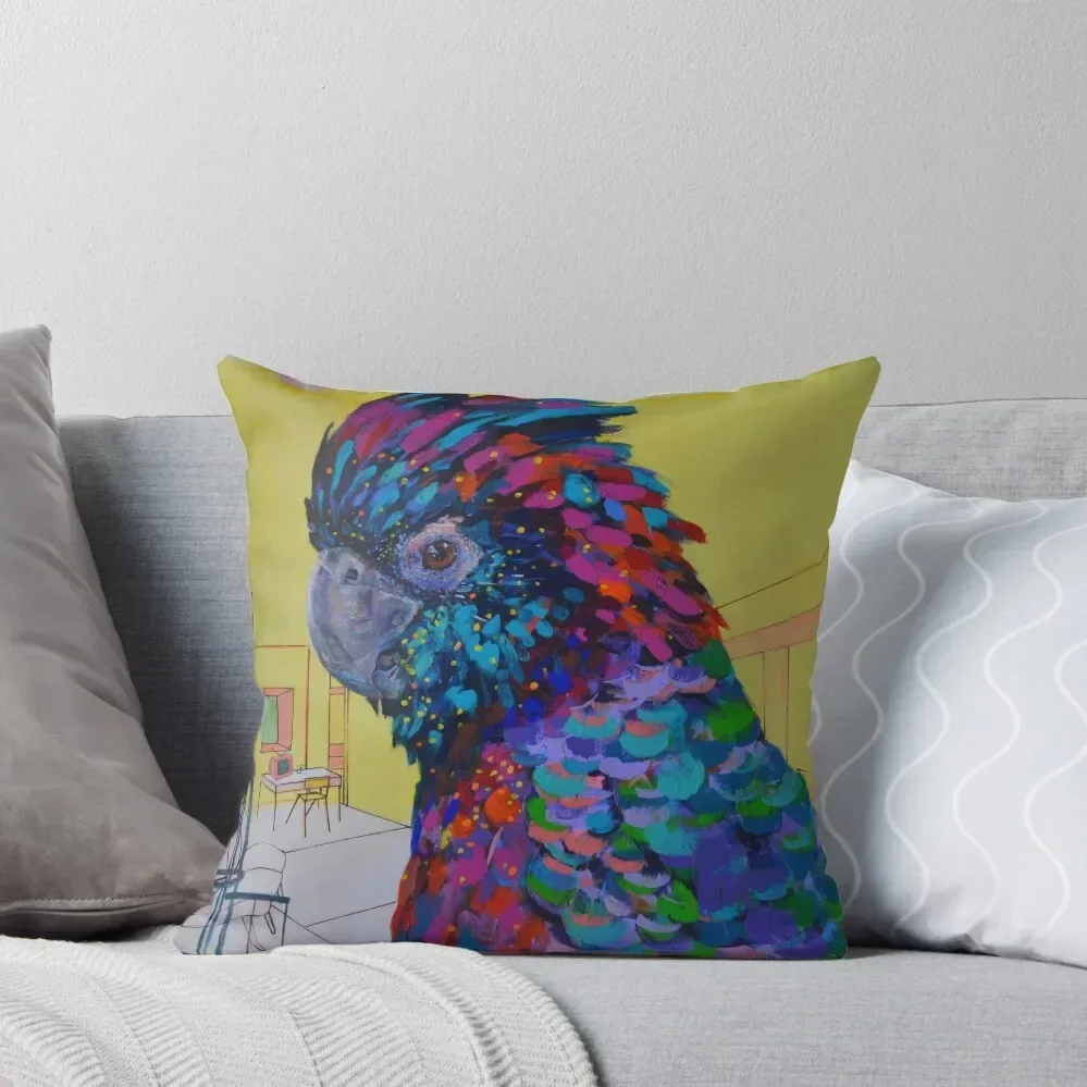 

The Bright Spark - colourful painting of black cockatoo Throw Pillow Christmas Pillow Covers Decorative Cushion pillow