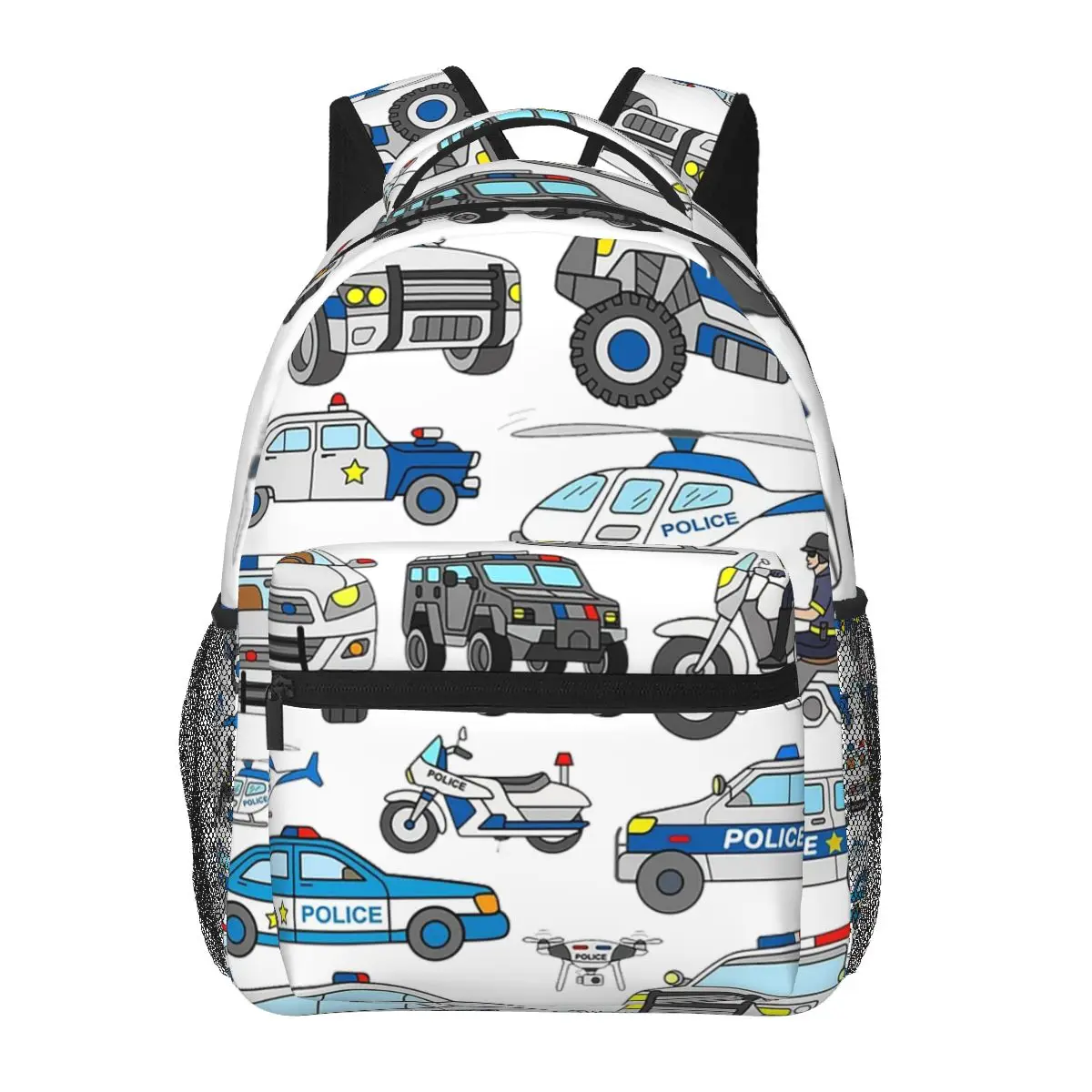 Police Car Design Backpacks Boys Girls Bookbag Students School Bags Cartoon Kids Rucksack Shoulder Bag Large Capacity