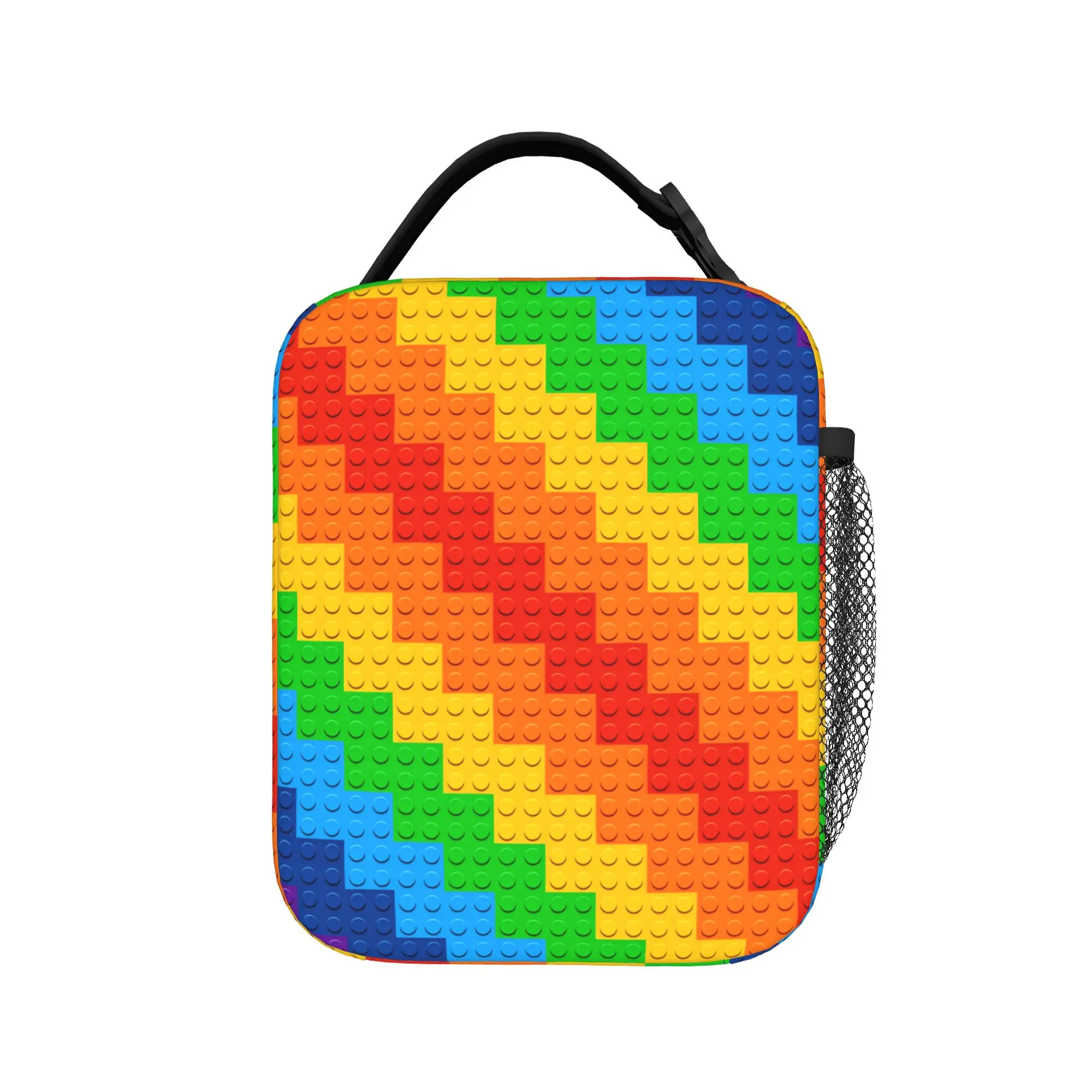 

Сумка для обеда с радужным градиентом и полосками в стиле стрит-арт для мужчин, винтажная дорожная сумка-холодильник, термосумка-тоут