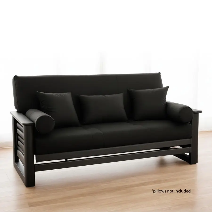 

Чехол для футона на молнии из 100% хлопка, размер Full, черный, машинная стирка, прочный, для дивана без подлокотников