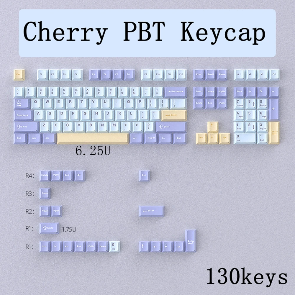 

Keyboard Keycaps Cherry PBT Keycap for MX Game Mechanical Keyboard Switch Two-color injection Molded 130keys Key Cap