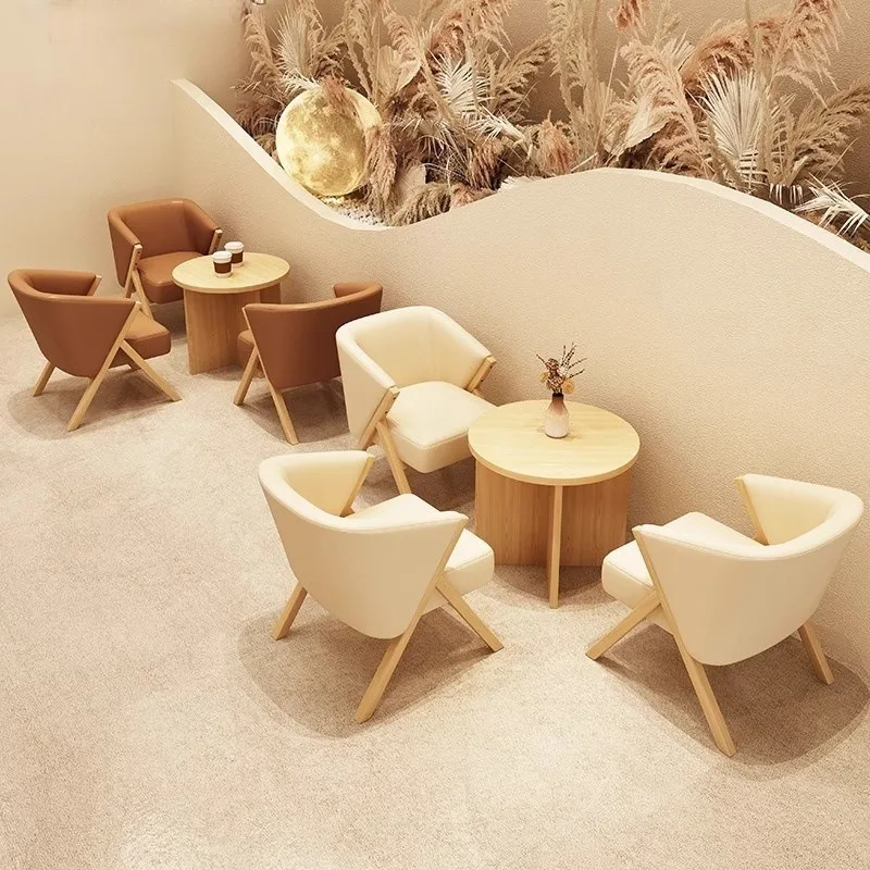 Modern Coffee Shop Cafe Milk Tea Shop Modern Square Wooden High-Density Foam Durable Restaurant Furniture Dining Table Chair Set