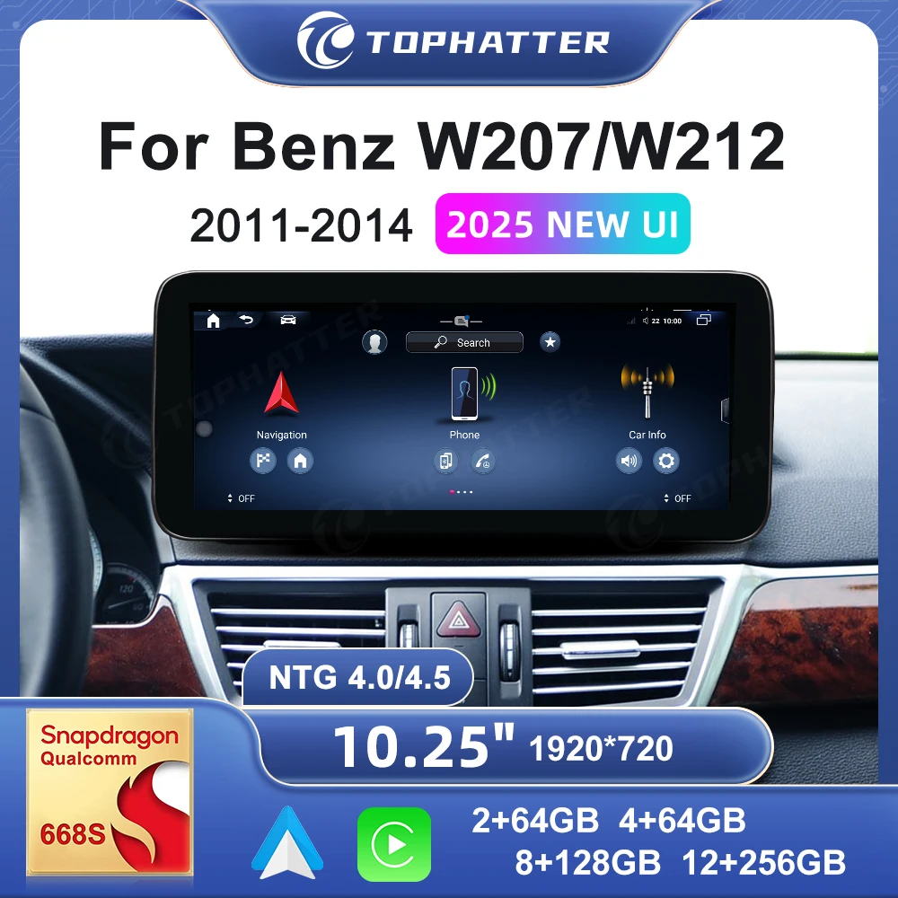 

Android14 10.25 Car Player for Benz W212 E300 E63 2009-2014 CarPlay Multimedia Qualcomm Head Unit Screen Radio Head Unit 360°