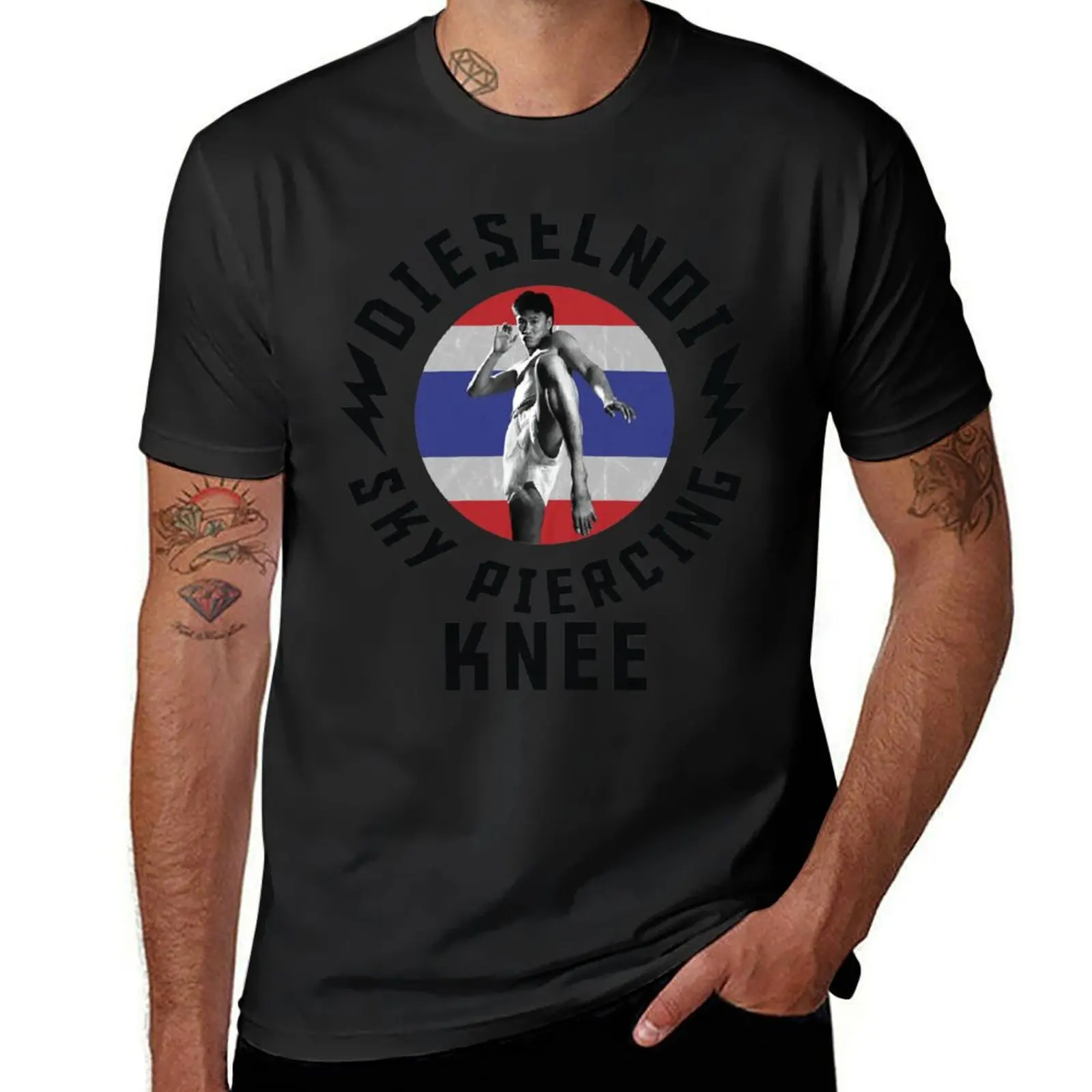 Sky Piercing Knee Dieselnoi Muay Thai T-Shirt vintage boys whites blacks tops tshirts for men