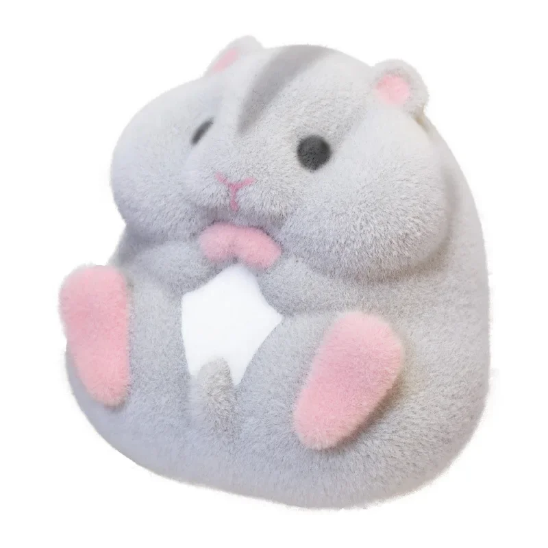 Japan original Capsule toys cute kawaii fatty milky soft hamster flocking plush dolls squeeze Stress Relief toys