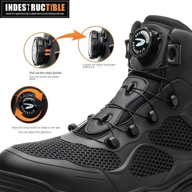 Rotary Buckle New Safety Boots Men Work Shoes Are Indestructible Steel Toe Protection Anti Impact Anti Puncture Safety Shoes Men