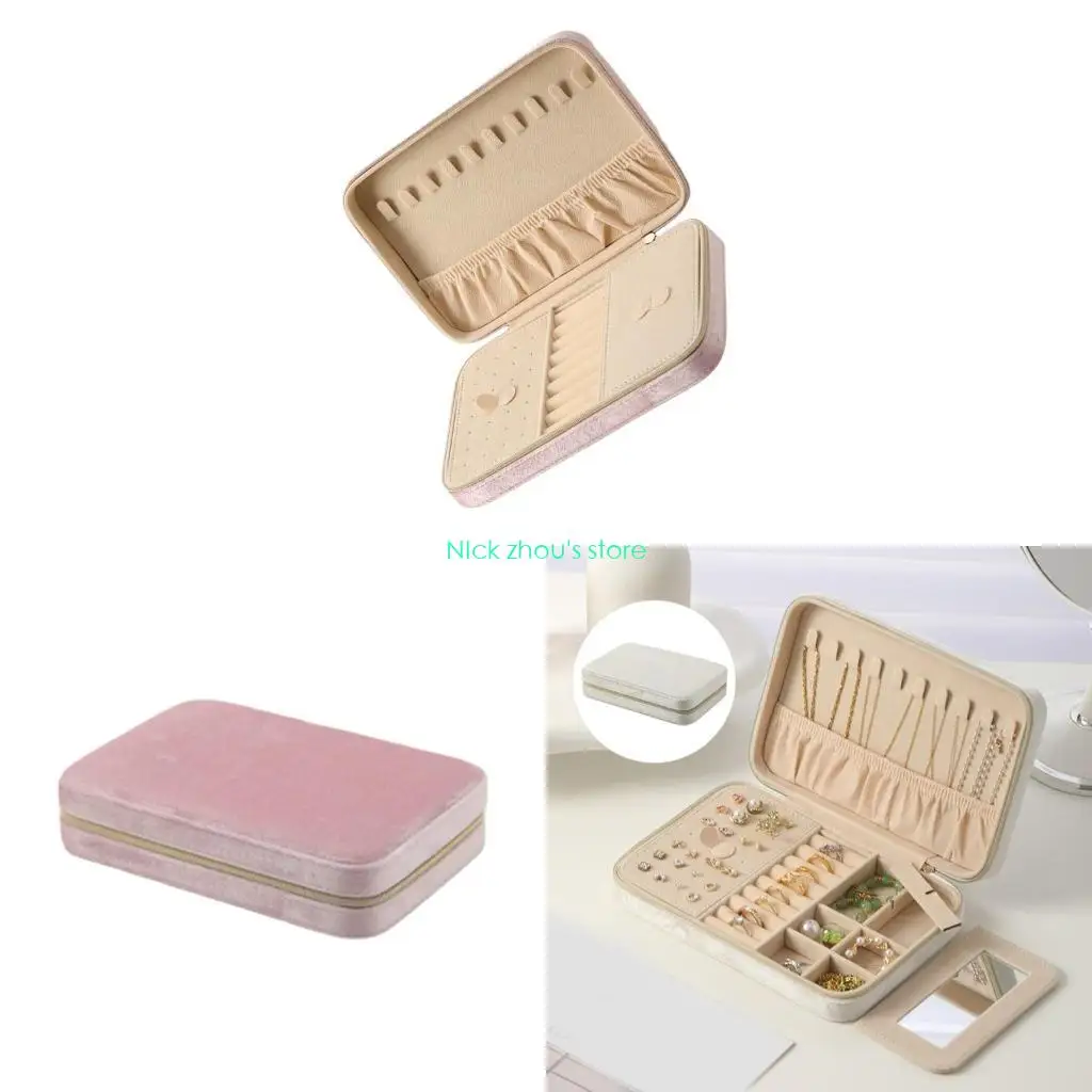 

E15E Practical Plush Jewelry Organizers Box for Rings, Necklaces, Earrings, Watches