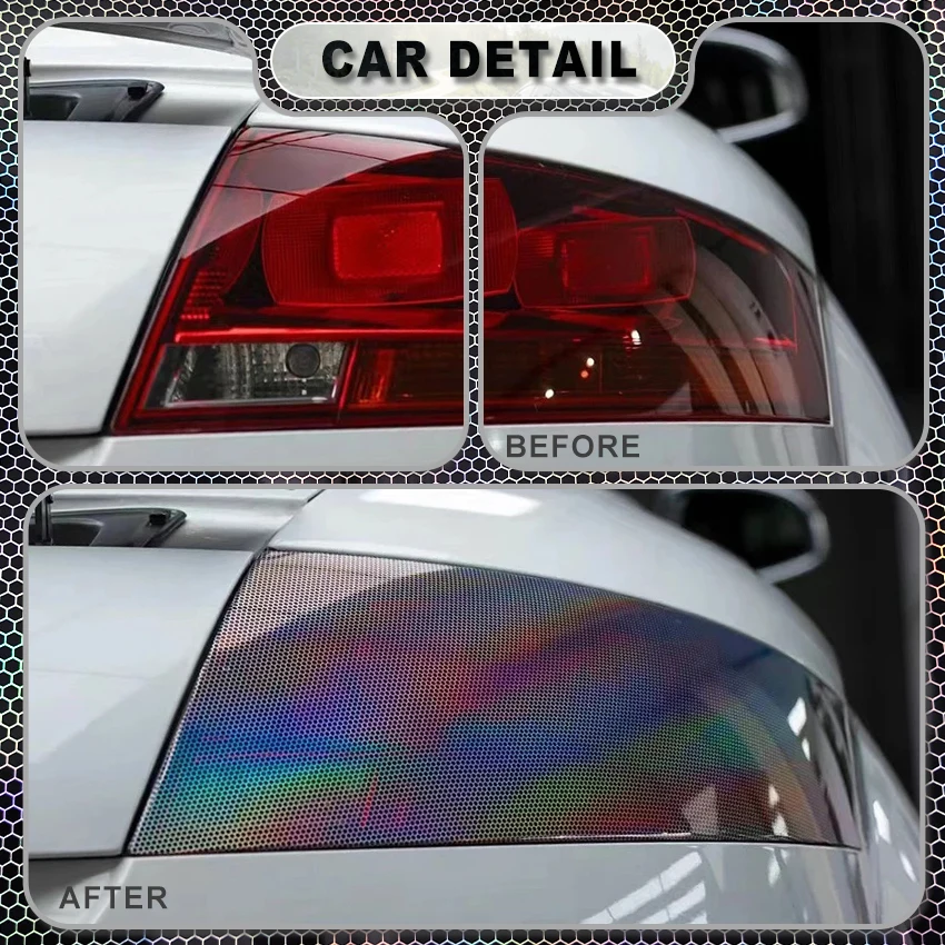 Deep Black Laser Honeycomb Headlight blackout film For Genesis G80 Color Changing headlight Vinyl Tint Motorcycle car foil wrap view 5