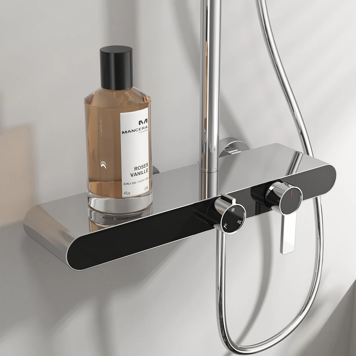 Polished Chrome Bathroom Shower Set Quality Brass Waterfall Bathroom Shower Faucets Head Hot Cold Bathroom Shower System Faucet